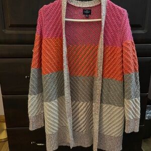 American Eagle Outfitters Pink Orange Gray Cardigan